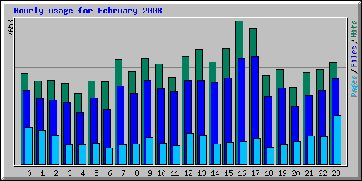 Hourly usage for February 2008