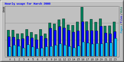 Hourly usage for March 2008