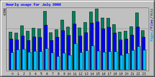 Hourly usage for July 2008