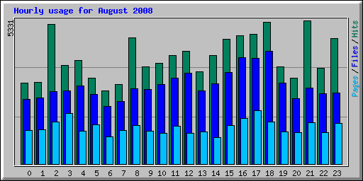 Hourly usage for August 2008